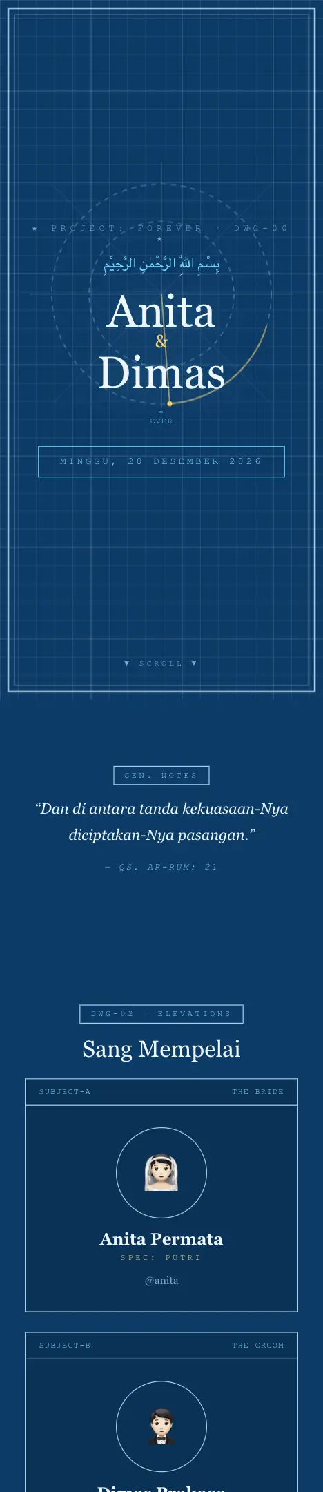 Pratinjau undangan Blueprint — Pernikahan