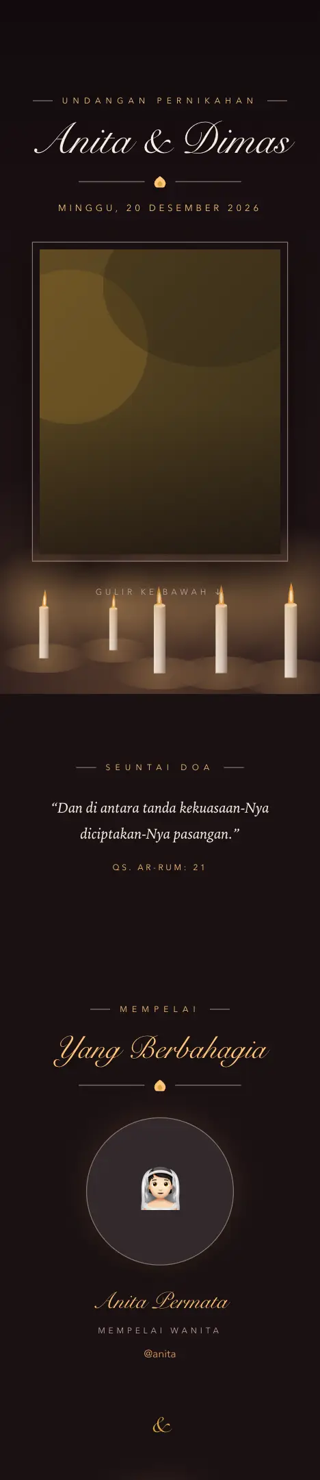 Pratinjau undangan Cahaya Lilin — Pernikahan