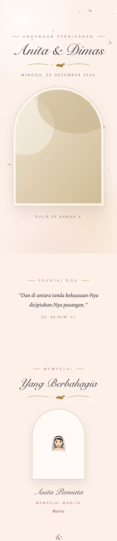 Pratinjau undangan Merpati Fajar — Pernikahan