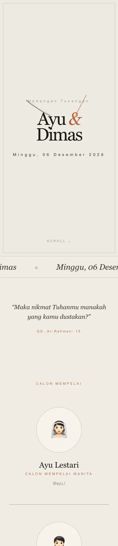 Pratinjau undangan Editorial Minimal — Tunangan
