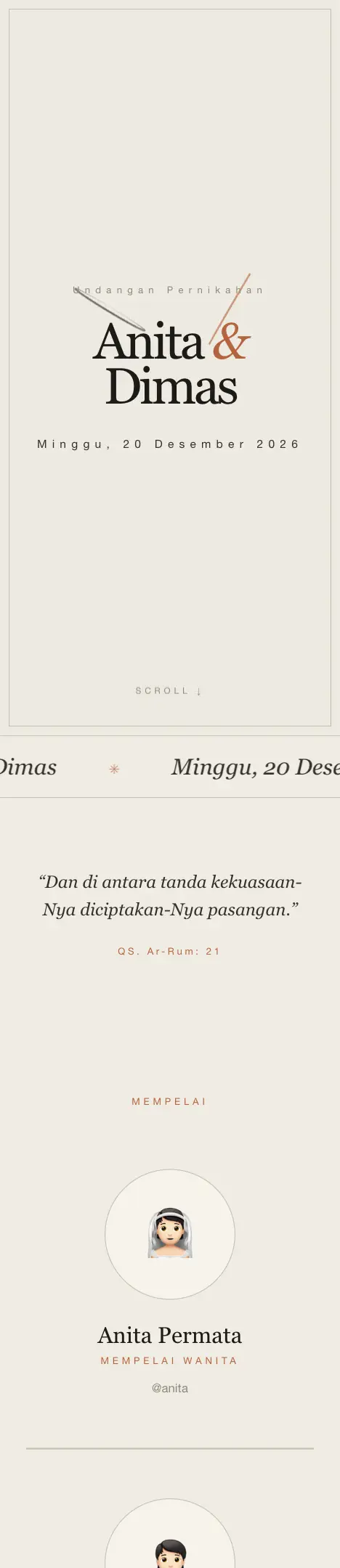 Pratinjau undangan Editorial Minimal — Pernikahan
