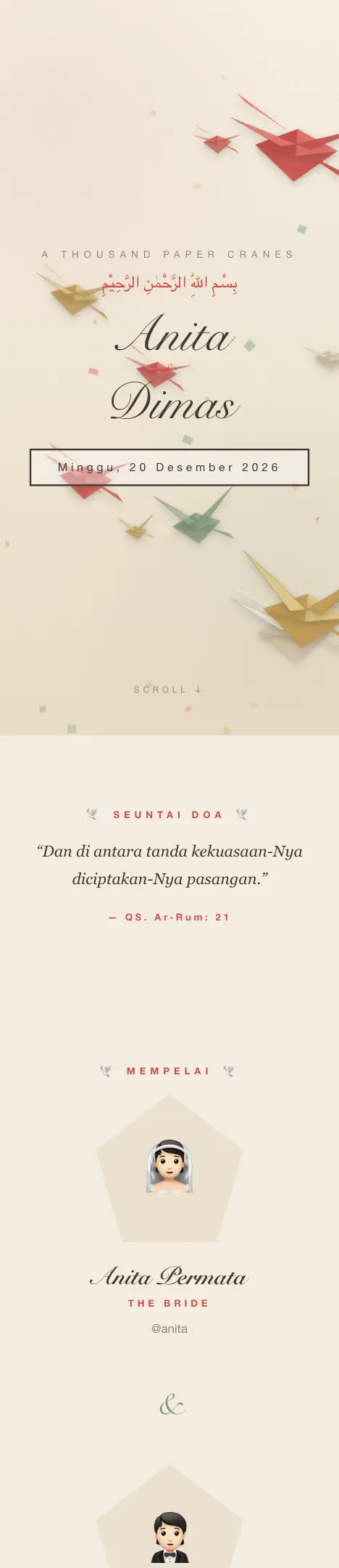 Pratinjau undangan Senbazuru Origami — Pernikahan