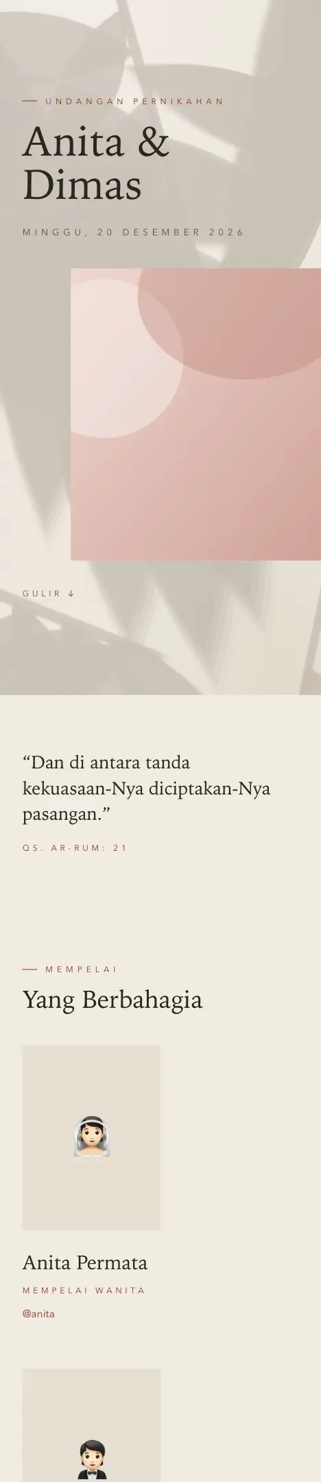 Pratinjau undangan Teduh — Pernikahan