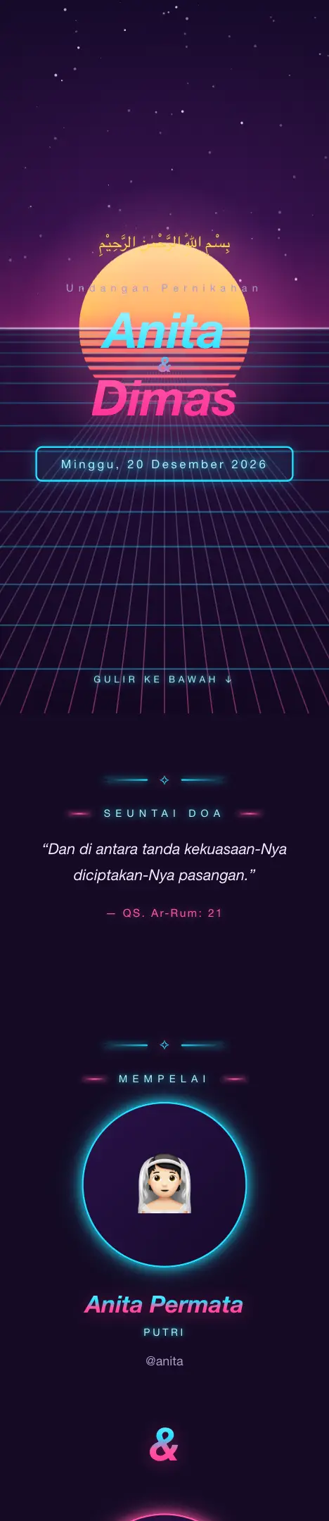 Pratinjau undangan Vaporwave — Pernikahan